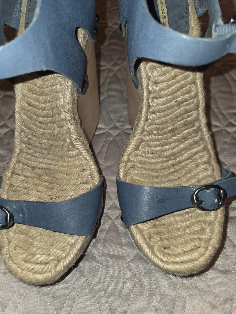 Max Studio Rare Blue Espadrille Wedge Sandals with Ankle Straps Sz 7